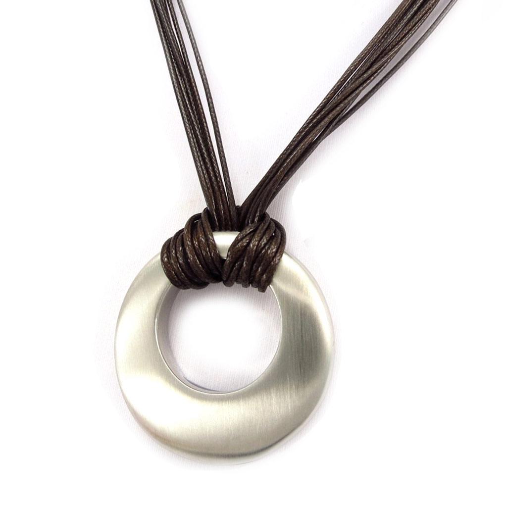 Les Trésors De Lily [K5801] - Brushed Silver-brown 'Choreography' Steel Necklace - 4 Cm