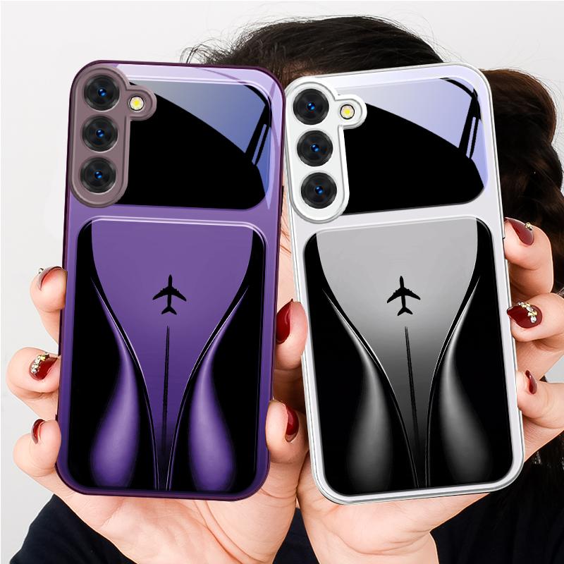 Aircraft in gradual flight For Samsung S26 S22 S8 9 10 S20 Ultra S21 Pro S22 Plus S23 FE S24Ultra S25 Edge S24+ Glass Phone Case