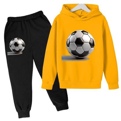 Autumn Boys and Girls Top+Pants Hoodie Casual Fashion Sports Football Printed Set