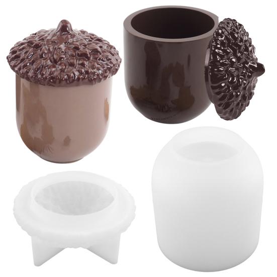 

1 комплект, силиконовая форма для хранения банок с крышками, простая в использовании шкатулка в форме ореха для драгоценностей, контейнер для конфет, домашний декор