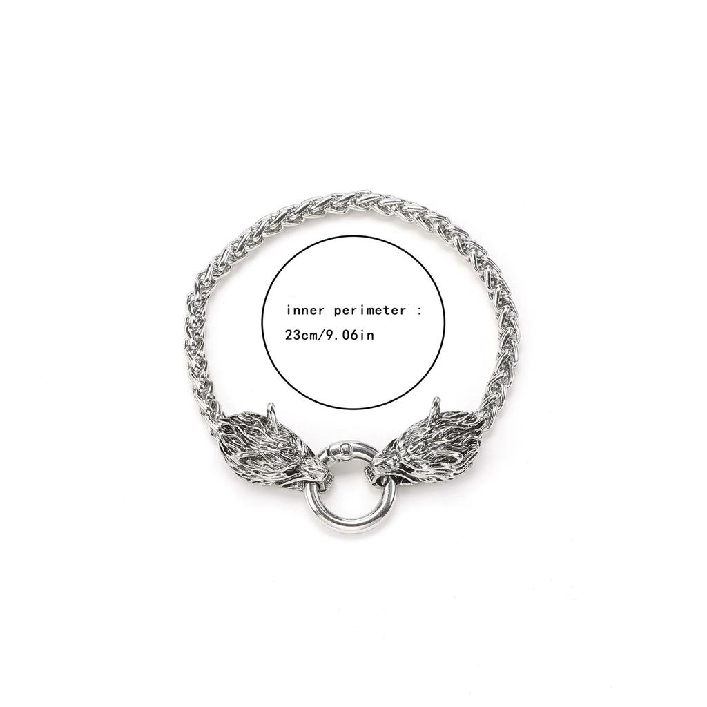 Viking Vintage Wolf Head Bracelet for Men Vintage Wolf Head Bracelet Men's Bangle Trendy Fashion Versatile Viking Bracelet