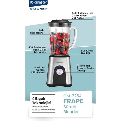 Goldmaster GM-7254 Szklany dzbanek ze stali Frape Kruszarka do lodu ze stalowym dzbankiem