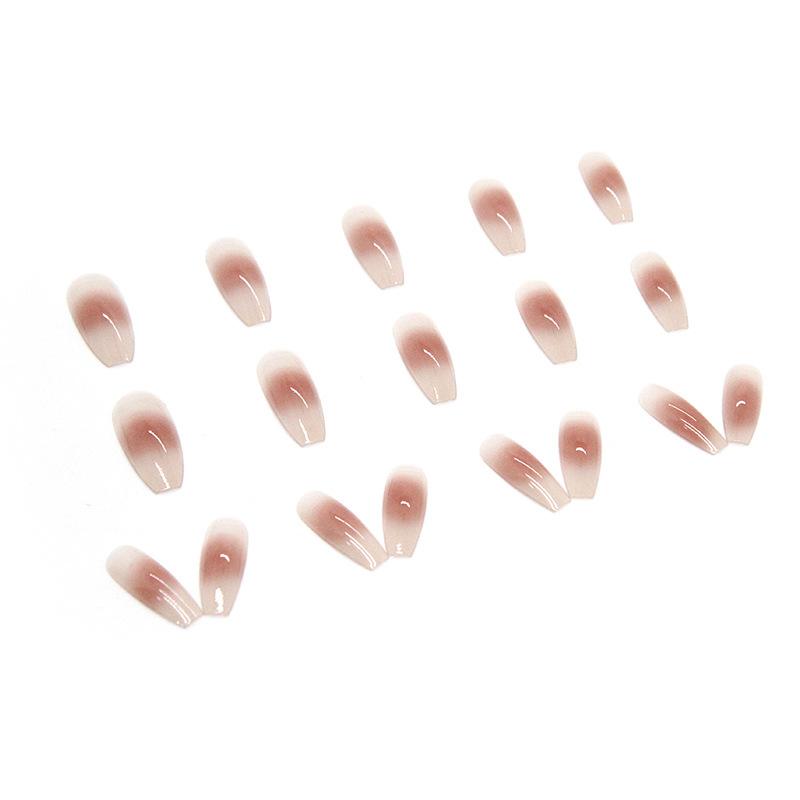 Artificial Nails Long Gradient Nude Color Wearable Nails Temperament Blush Nail Art Pieces Clean Whitening Minimalist Pure Desire 24 Pieces