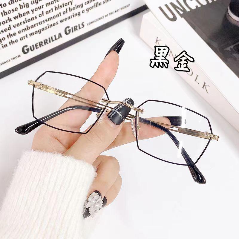 

Middle-Aged And Elderly Anti-Blue Light Anti-Fatigue Men S And Women S Reading Glasses Eye Protection Fashion Diamond Frameless Polygonal Reading anti-blue light non-prescription