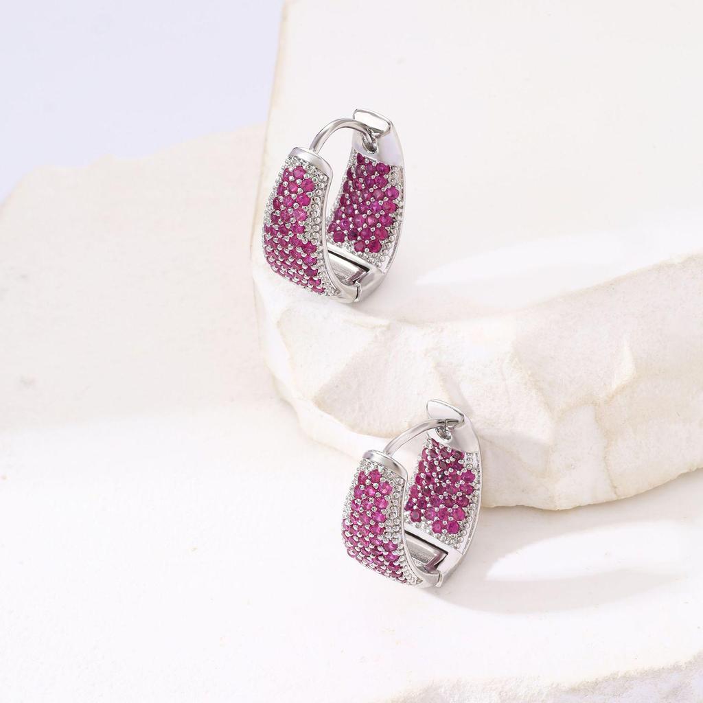 Kolorowe Cyrkoniowe Geometryczne Kolczyki Nausznice Trójkątne - Lekki Luksus, Wykwintna Biżuteria Modowa