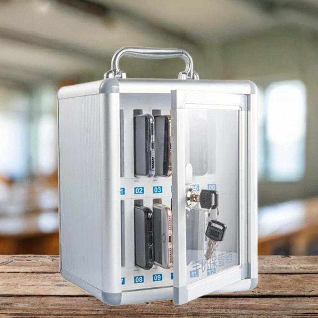 Cell Device Locker, Wall-Mounted Security Box, Aluminum Holder for Classroom And Office Applications