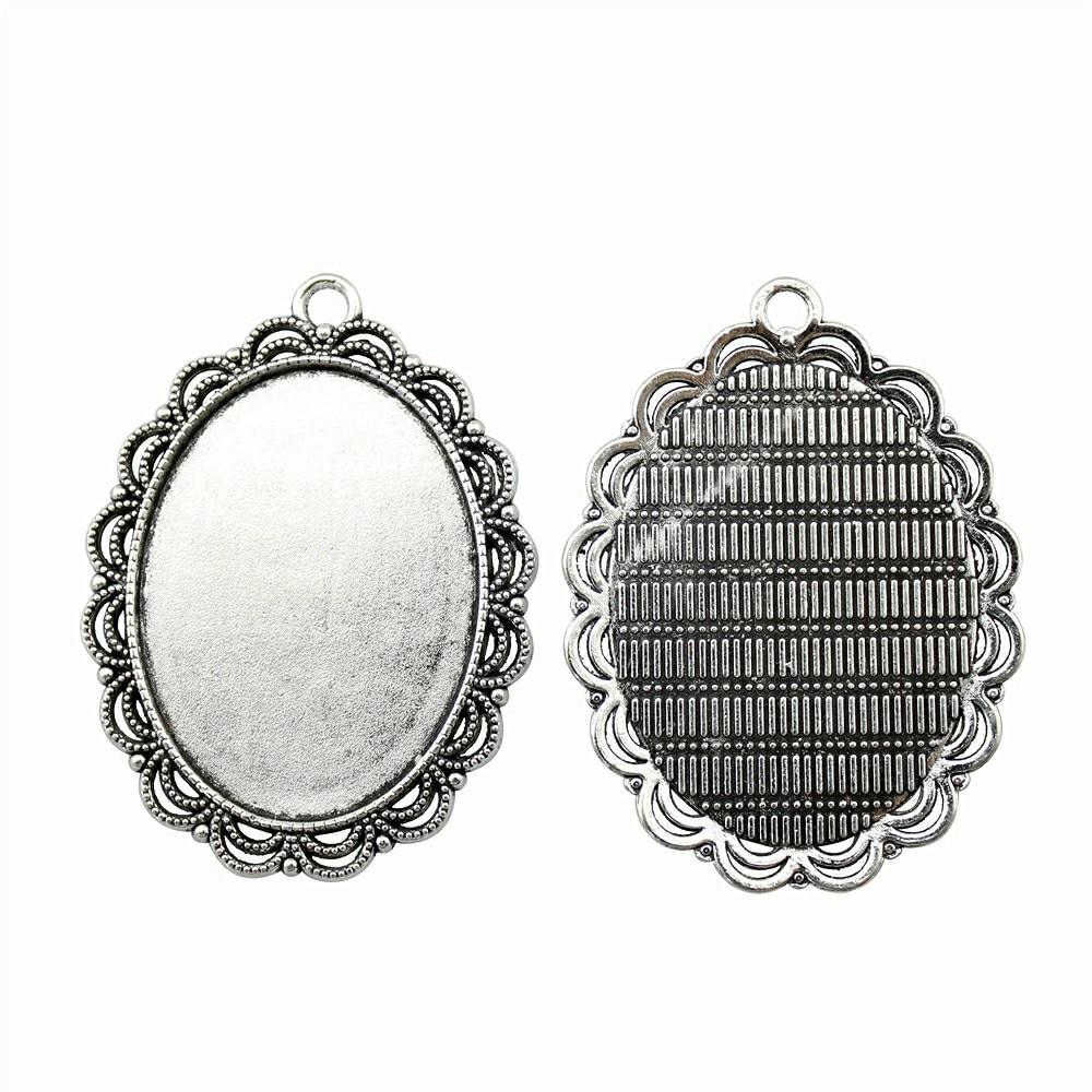 2 Pieces Cabochon Cameo Base Jewelry Findings Flower Inner Size 30x40mm Oval Flatback F4093