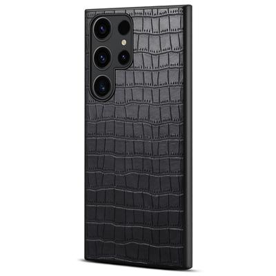 For Samsung Galaxy S24 Ultra Case PU+PC+TPU Crocodile Textured Smart Phone Cover