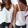 Talos Mix Kvinnor Sexig Sommar Djup V-hals Ärmlös Leopard Print Camisole Vest Blus