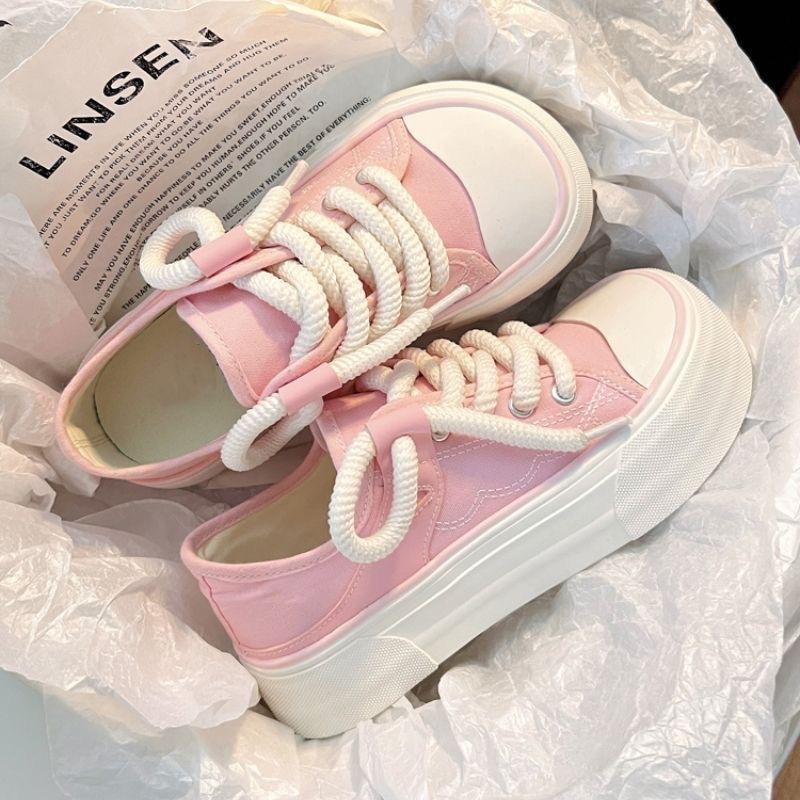 Ugly Cute Big Head Canvas Shoes Women's 2025 New Niche Original Design Sense Little White Shoes Milk Huhu Platform Casual Shoes