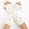 Unisex Half Finger Gloves Jacquard Heart Knitted Arm Wrist Sleeve for Winter