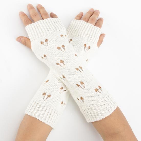 Unisex Half Finger Gloves Jacquard Heart Knitted Arm Wrist Sleeve for Winter
