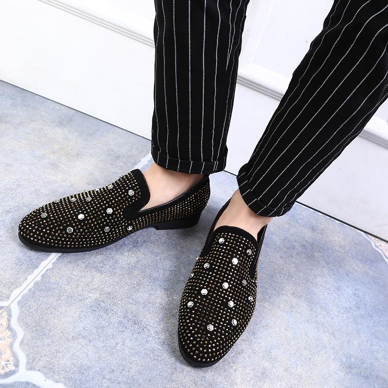 Mens Loafers Spring and Autumn New Fashion Men's Casual Shoes Rhinestone Crystal Europe Style Male Sneakers