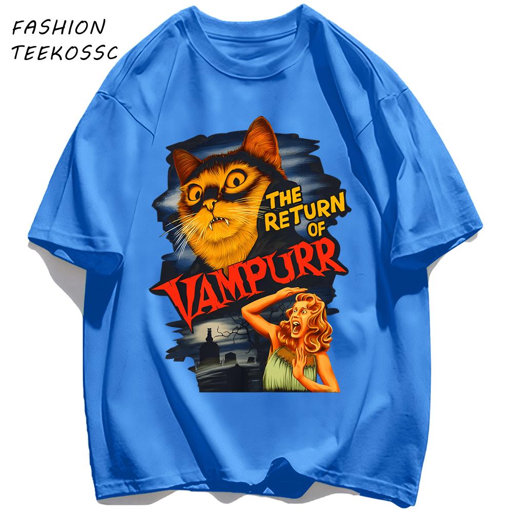 The Return Of Cat Print Men T Shirts AllMatch Soft Short Sleeve Hip Hop Fashion Summer Basics TShirt Unisex Cotton Loose Top
