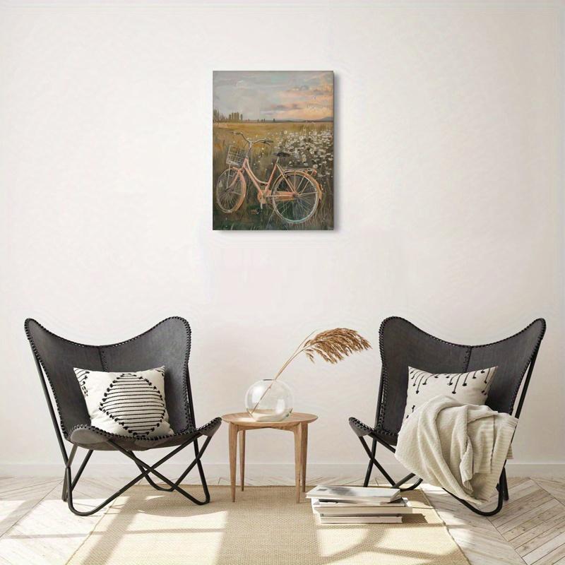 1-Piece Set - Vibrant Pink Bicycle Art Canvas Poster Ideal Gift for Bedroom, Living Room, Office Mural (with Frame)