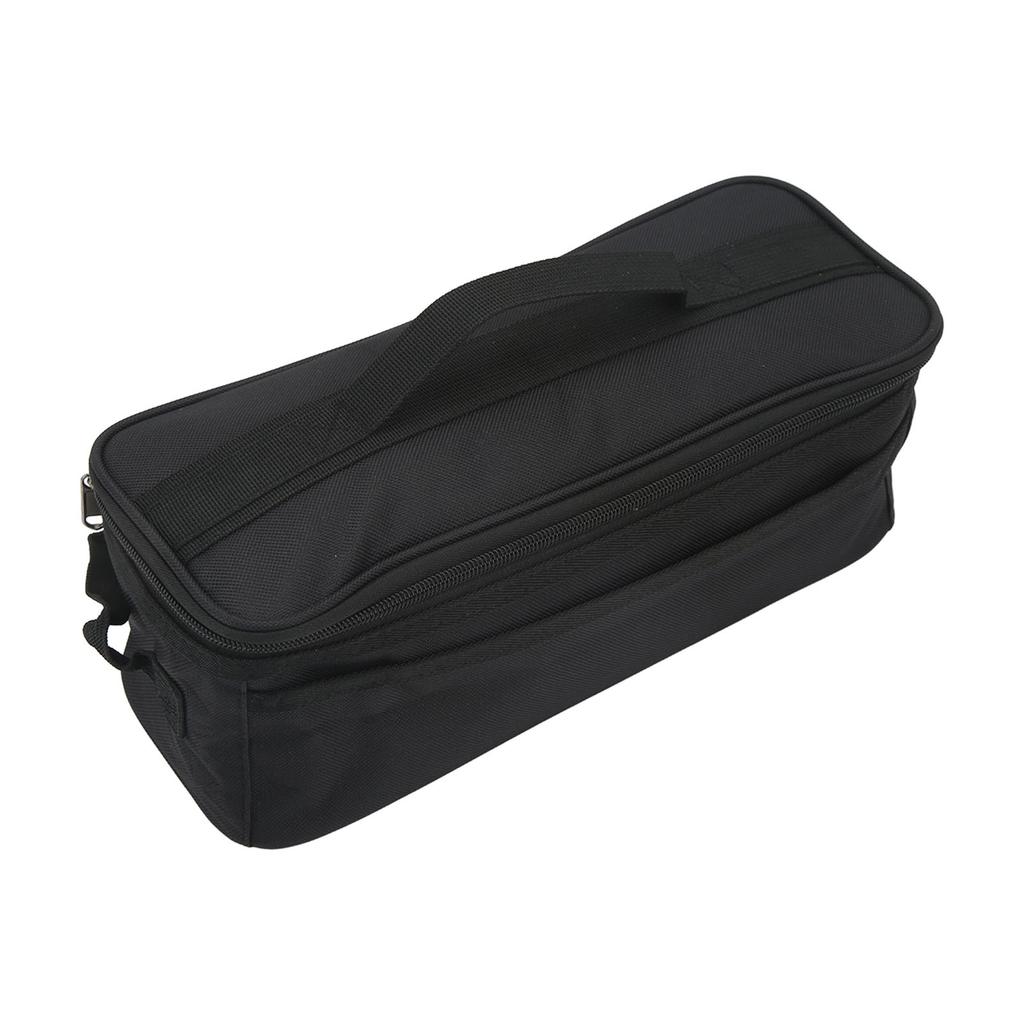 Camping Bag Large Capacity Double Zipper Tableware Storage Bag with Handle for Outdoor Black