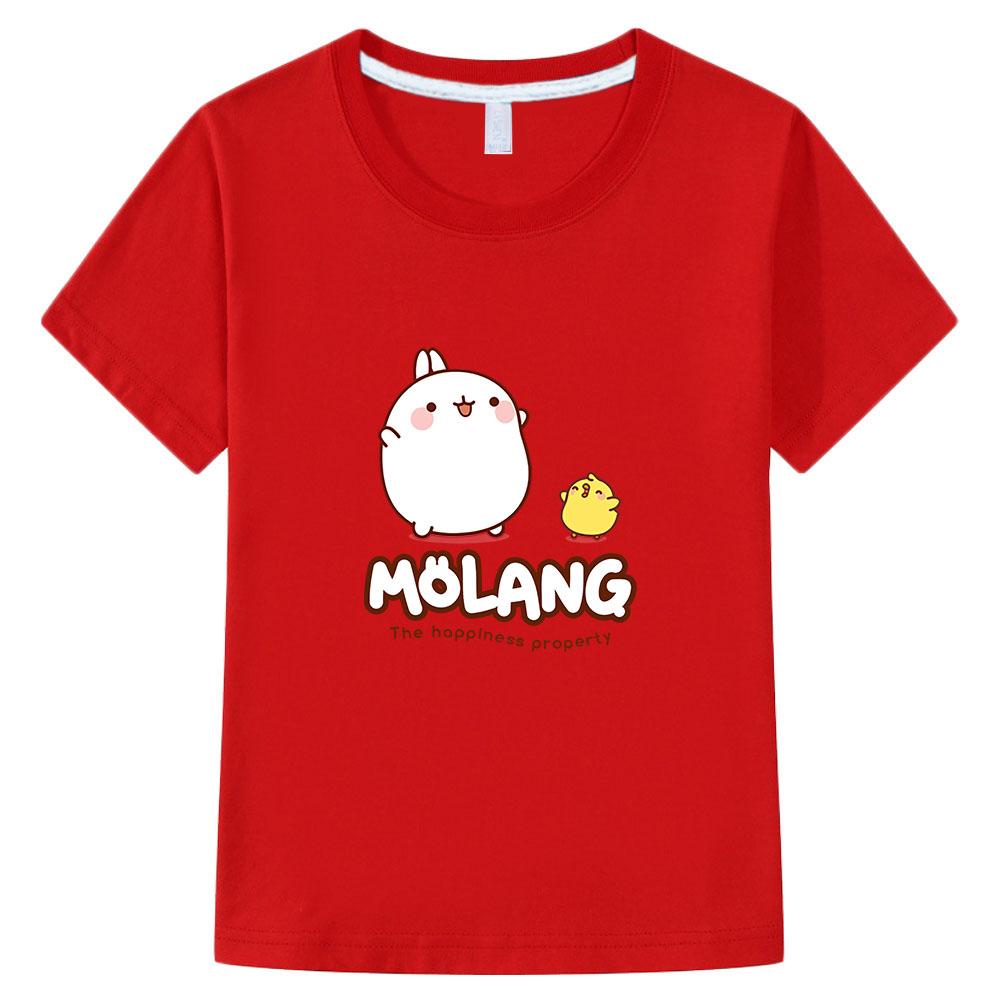 Sommarkläder för barn Flick T-shirt Molang och Piupiu T-shirts Söt kanintryck Barnkläder Pojkar Grafisk t-shirt 100%bomull Topp