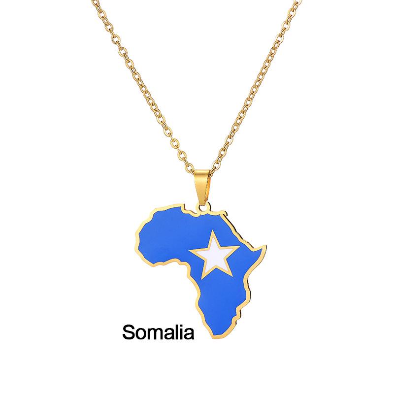 Stainless Steel Africa Map Necklace: Nigeria, Ghana, Somalia Pendant Jewelry
