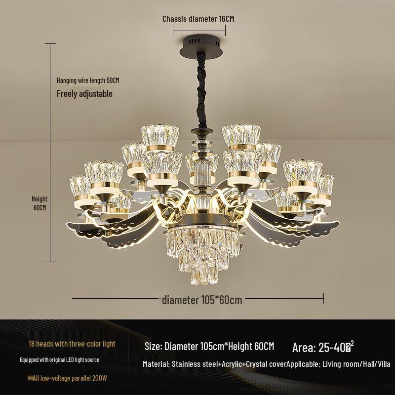 Nordic Crystal Chandelier: Modern Luxury for Living, Dining & Bedroom Spaces