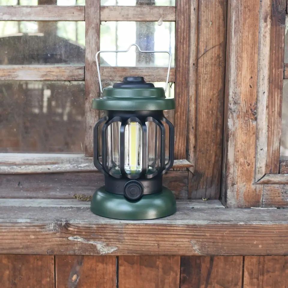 TAIKOO Dimming Switch Retro Camping Light Use Bright COB with Hanging Hook 3AA Batteries Powered Camping Lantern