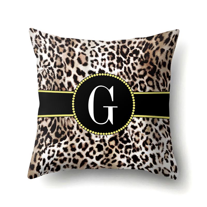 Polyester Pillow Case Decorative Leopard Print Home Furnishing 26 English Letter Printed Pillow Case