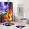 Halloween Duschvorhang Bodenmatte Kombination Vierteilige Haushalts-Fußmatte Schlafzimmer Rutschfester Teppich