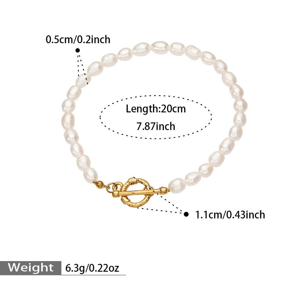 Joolim Jewelry 18K Gold Plated Fresh Water Pearl Chain Toggle Necklace Stainless Steel Jewelry