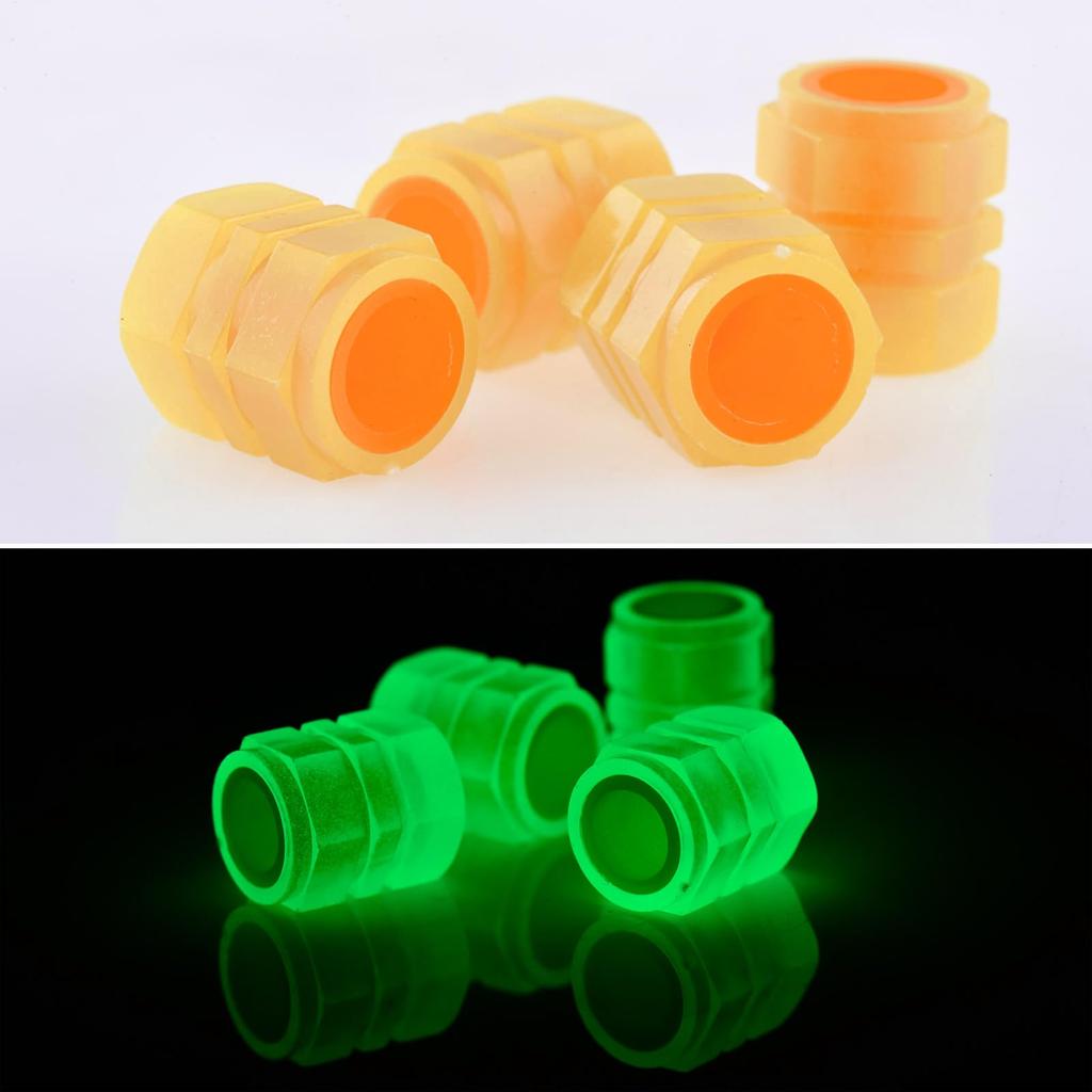 Set of 8 Tire Air Valve Caps, Luminous, Fluorescent, High