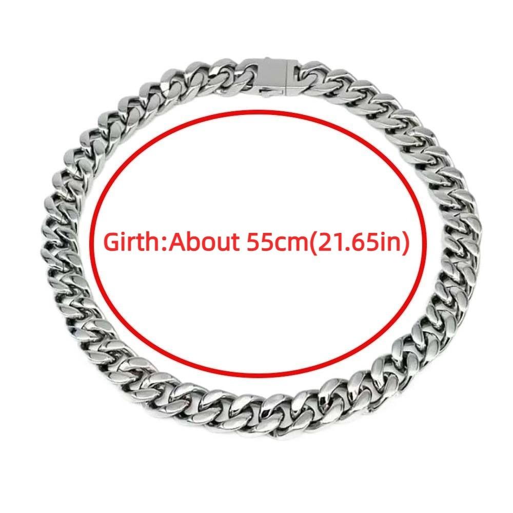 Metal Silver-plated Neck Chain Square Buckle Exaggerated Men Necklace  Clothing Accessories