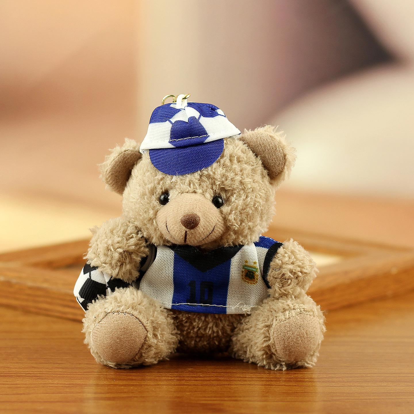 Adorable Little Bear Plush Football Jersey Keychain Pendant About 13 cm