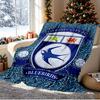 Cardiff City FC Pattern Blanket for Home Decoration, Bed, Sofa, Car Travel, Camping, Suitable for All Seasons, Birthday Christmas Gift