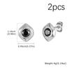 Fashion Black Zircon Geometric Stud Earrings for Men, Waterproof Hypoallergenic Stainless Steel Small Earrings, Hip Hop Jewelry