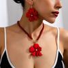 Light Luxury Flower Necklace Earrings Pearl Beaded Women's Necklace Suit  Banquet