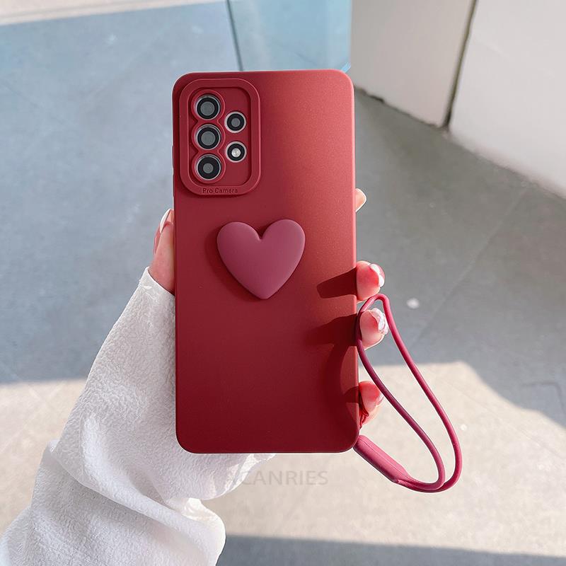 A 13 52s 53 Etui silikonowe na smycz Love Heart Dla Samsunga Galaxy A52 A53 A13 A23 A33 A73 A72 A32 A12 A22 4g 5g Pełna osłona aparatu