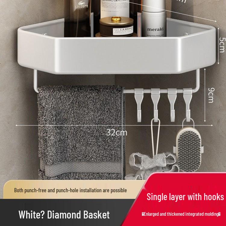 Punch-Free Bathroom Triangle Storage Shelf for Shower Essentials