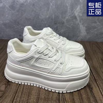 Small Little White Shoes Thick-soled Casual Breathable 2025 Spring and Summer Sports Muffin High Value Sports Board Shoes
