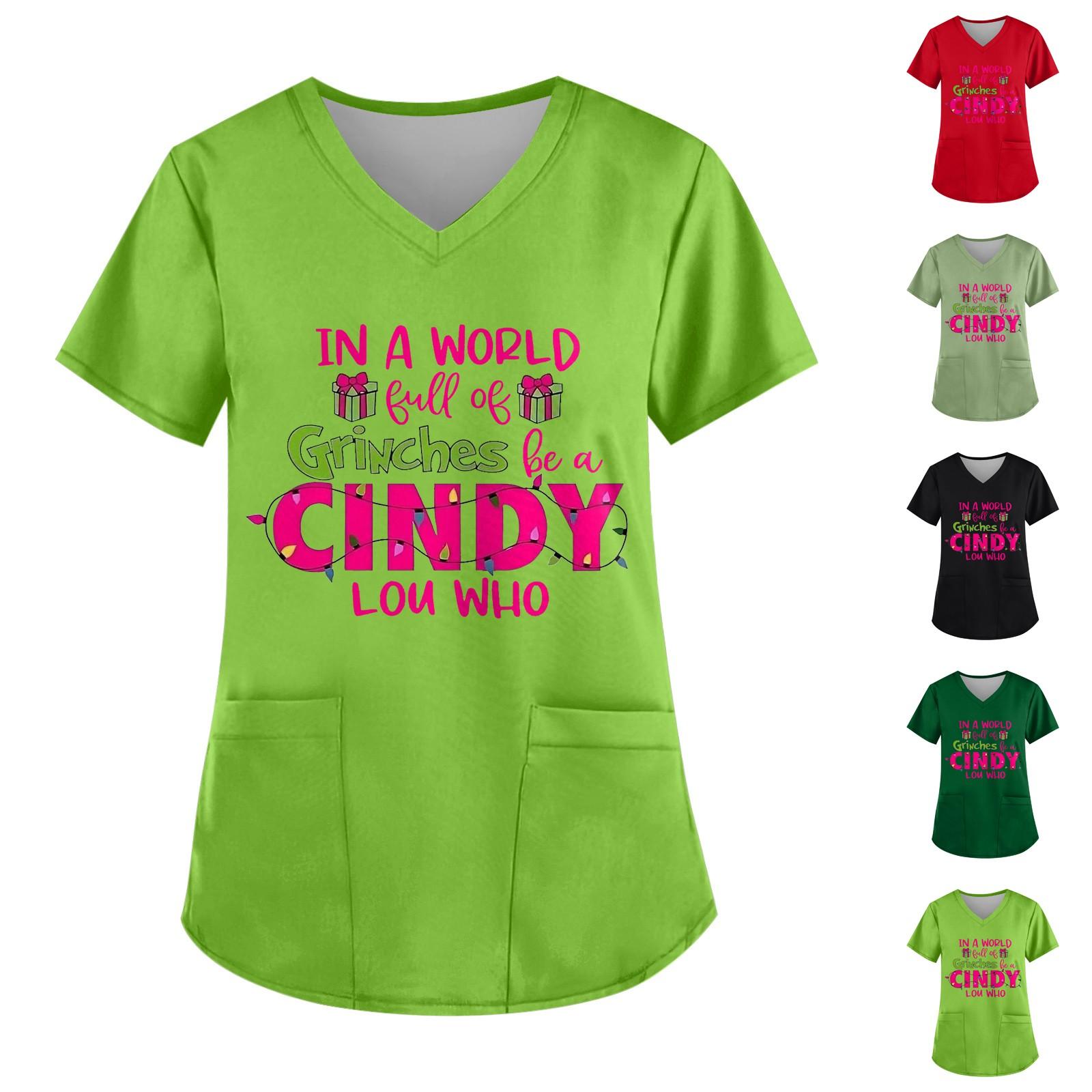 

Плюс Размер Печатный Рабочий Униформа Топы Для Женщин Крест V-образный вырез Печати Короткий Рукав Забавные Футболки Рабочая Одежда Футболка С Карманами XXXXL чёрный