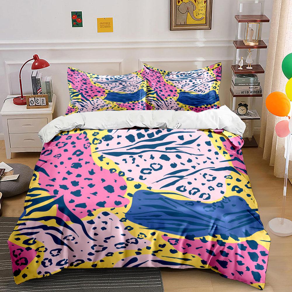 Colorful Leopard Print Bedding Bedding Duvet Cover Set Duvet Cover Pillowcases (1 * Duvet Cover 2 * Pillowcases, without duvet insert) 135x200cm