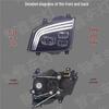 Jiefang JH6 LED Headlight Assembly: Ultra-Bright Three-Lens with Daytime Running Lights, Dual Low Beam, and Six High Beam.