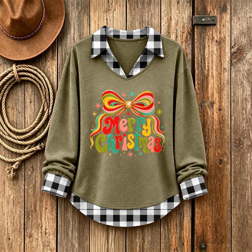 Women's Fashion Casual Two-Piece Paneled Top with Lapel Collar for Everyday Wear