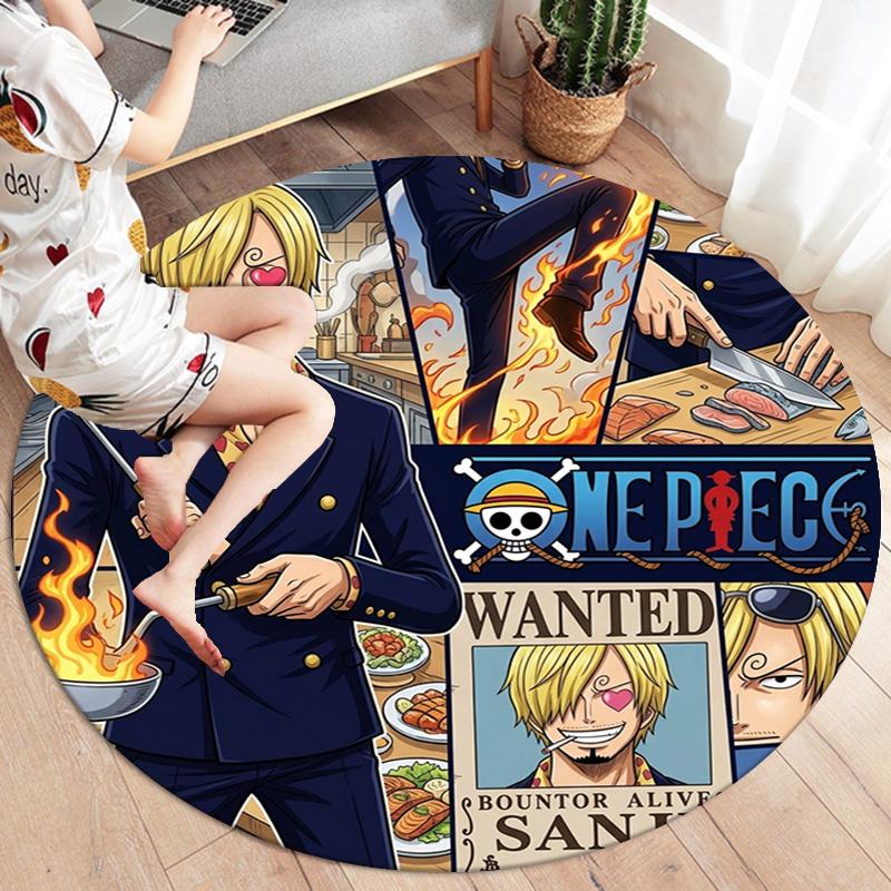 One Piece Poster Round Area Rug Carpet Rug For Living Room Bedroom Sofa Playroom Decor Nonslip Floor Mat