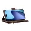 For iPhone Air Case Zipper Wallet Multiple Card Slots Leather Phone Cover with Wrist Strap