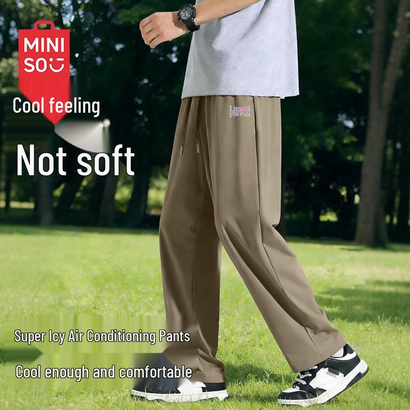 

MINISO Men s Ice Silk Quick-Dry Breathable Straight-Leg Casual Pants M