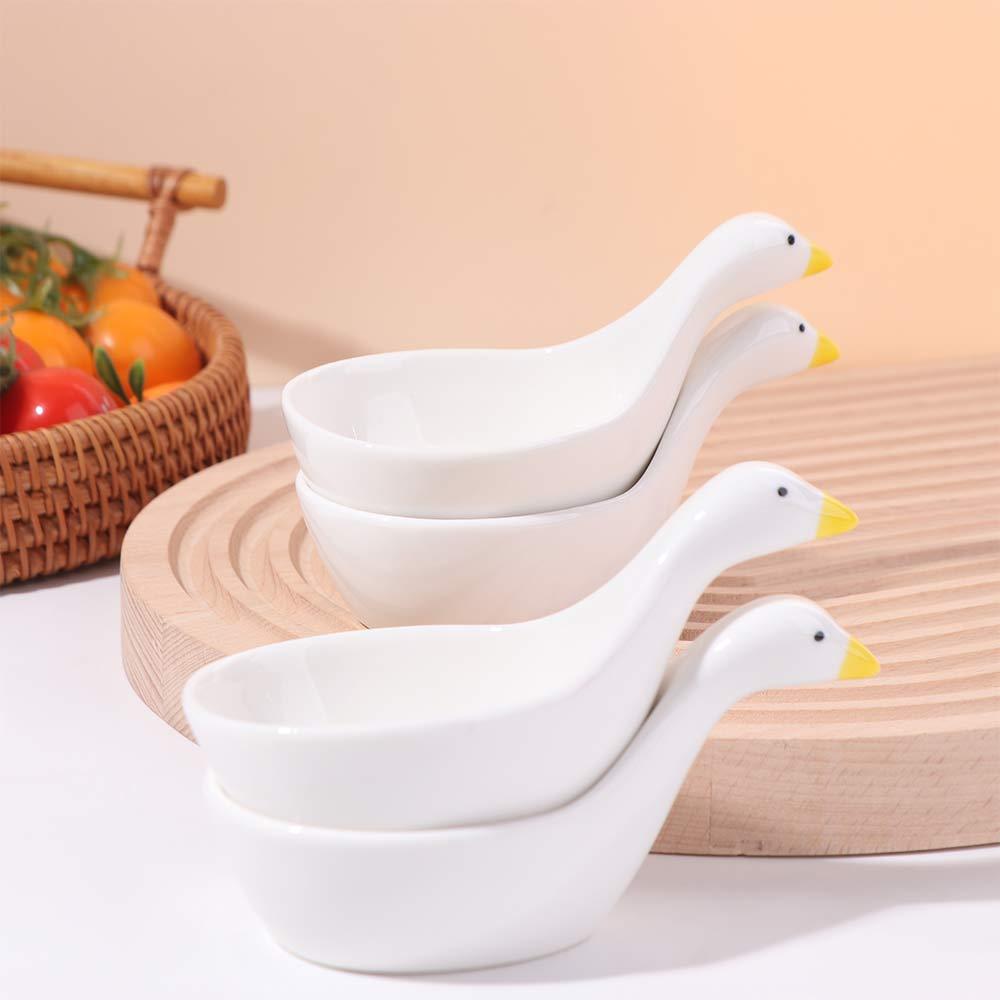 4PCS Portable Ceramic Dipping Bowls 3D Seasoning Dish Cute Sauce Dishes Restaurant
