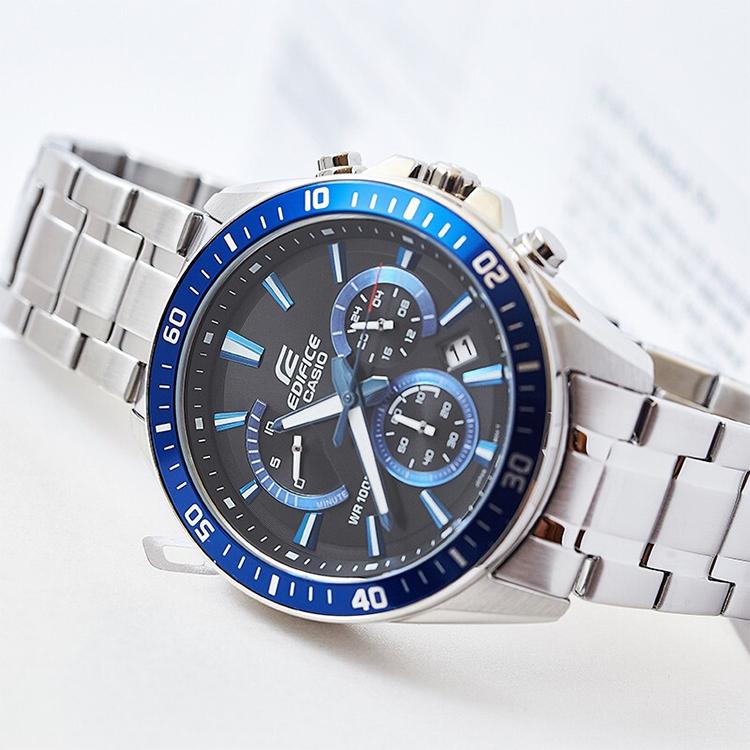 Casio Edifice Series Fashion Trend Classic One Touch Three Fold Clasp Stopwatch Mineral Glass 100 Meters Water Resistant Quartz Movement EFV-620D-1A2V