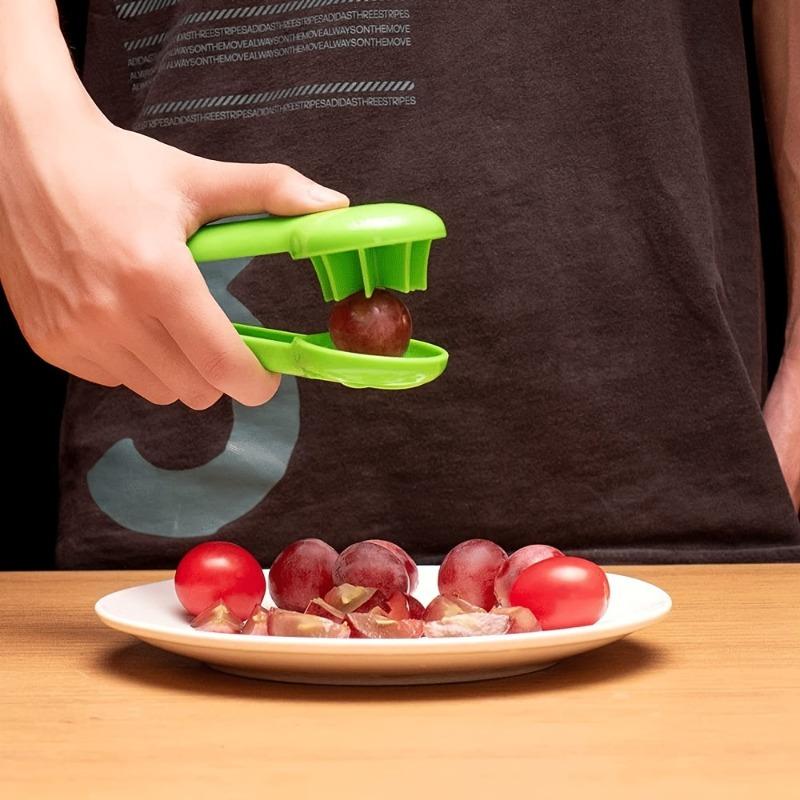1 Stück Traubenschneider, Tomaten-Kirsch-Erdbeerschneider, Grün Multifunktionaler Gemüse- und Obstschneider, Klingenlos