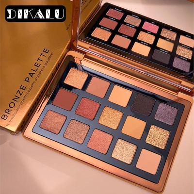 Dikalu Retro 15 Color Ancient Copper Plate Eye Shadow Tray Student Earth Color Glitter Rose Makeup