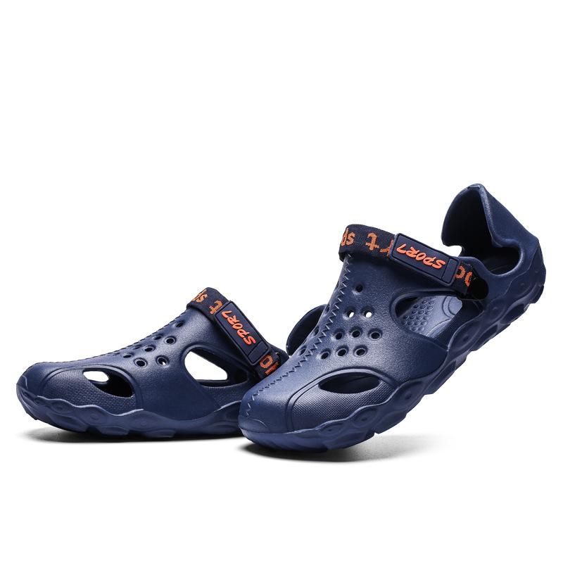 2025 summer hole shoes men's trend thick-soled bag head hollow large size comfortable outdoor beach cool slippers