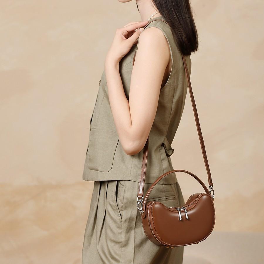 Special offer semi-round saddle bag, high-end diamond-pattern underarm bag, 2025  model genuine leather shoulder and crossbody bag for women