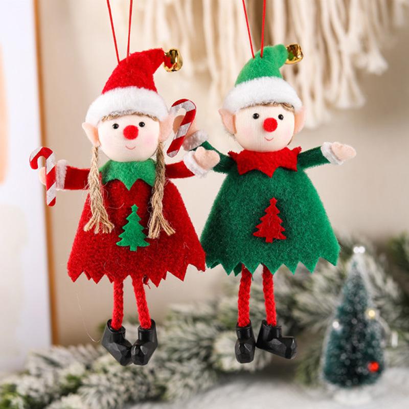 Newest Christmas Elves Stuffed Plush Dolls Hanging Ornaments Xmas Tree Decor Cute Boy Girl Elf Pendant Kids Gifts New Year Noel